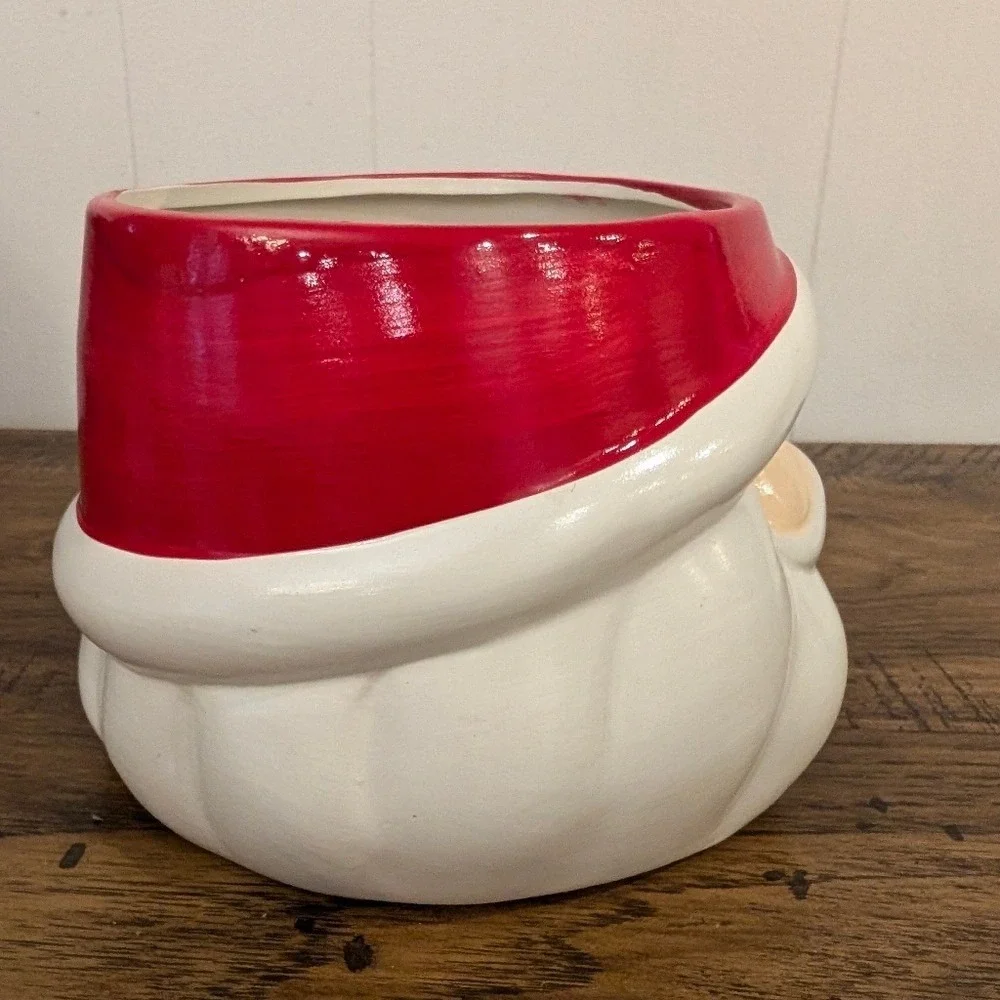 VTG Santa Claus Ceramic Head Christmas Planter, Jar, Centerpiece Decor Art